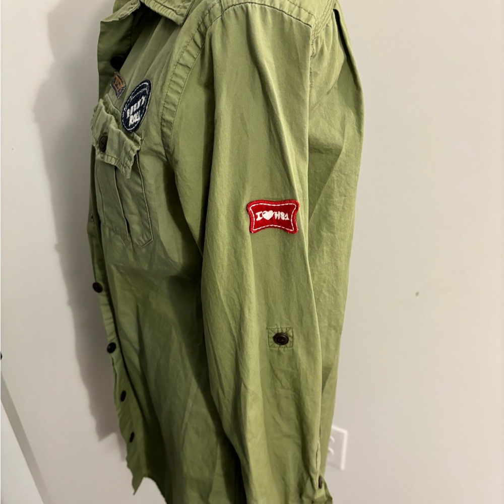 Women's Green Military Style Button Down - Picture 2 of 5